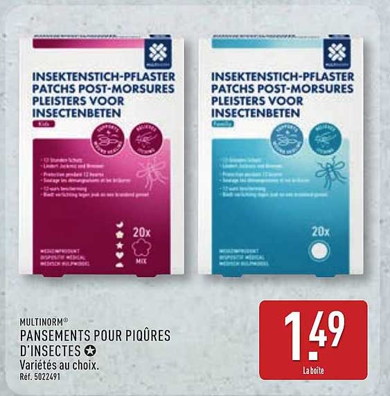 MULTINORM® Panssements pour piqûres d’insectes Variétés au choix.