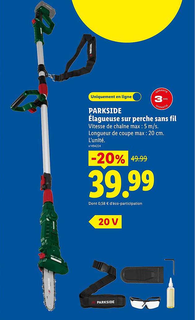 PARKSIDE Élagueuse sur perche sans fil