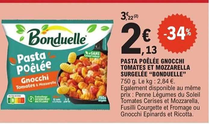 Pasta poêlée gnocchi tomates et mozzarella surgelée « Bonduelle »