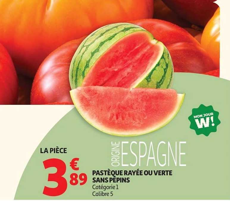 PASTÈQUE RAYÉE OU VERTE SANS PÉPINS