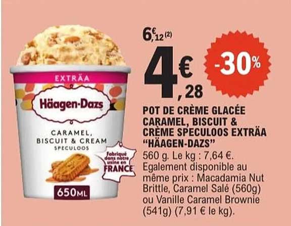 POT DE CRÈME GLACÉE CARAMEL, BISCUIT & CRÈME SPECULOOS EXTRAA "HÄAGEN-DAZS"