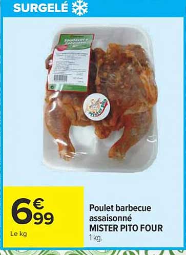 Poulet barbecue assaisonné MISTER PITO FOUR 1 kg.