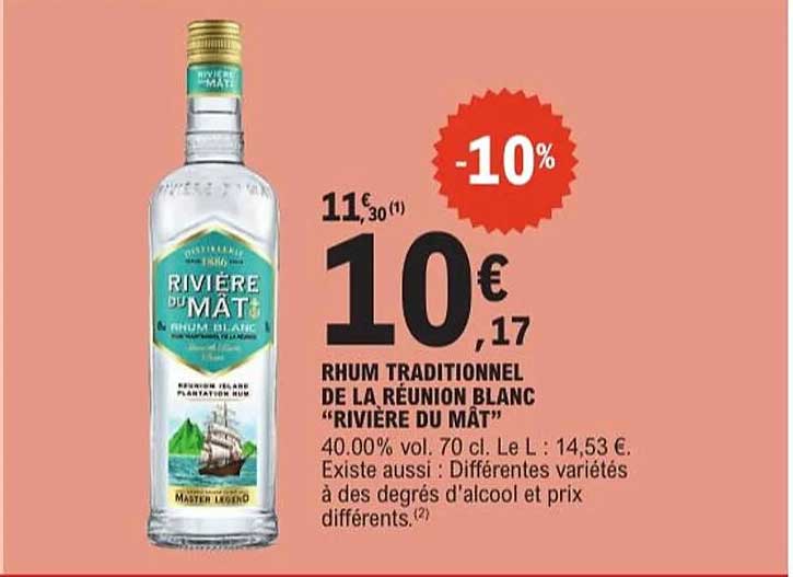 RHUM TRADITIONNEL DE LA RÉUNION BLANC “RIVIÈRE DU MÂT”