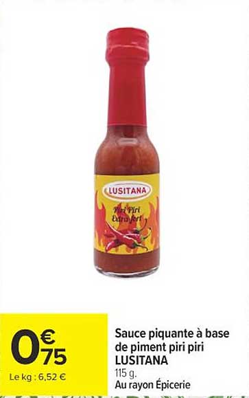 Sauce piquante à base de piment piri piri LUSITANA