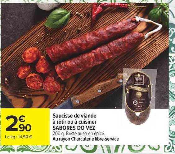 Saucisse de viande à rôtir ou à cuisiner SABORES DO VEZ