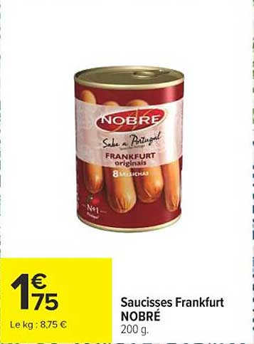 Saucisses Frankfurt NOBRÉ 200 g.