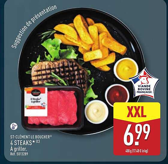 ST-CLÉMENT LE BOUCHER® 4 STEAKS* À griller.