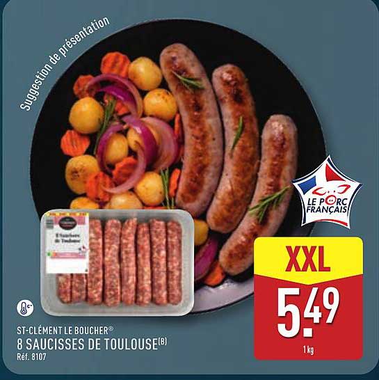 ST-CLÉMENT LE BOUCHER® 8 SAUCISSES DE TOULOUSE(B)