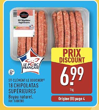 ST-CLÉMENT LE BOUCHEUR® 18 CHIPOLATAS SUPÉRIEURES Boyau naturel.