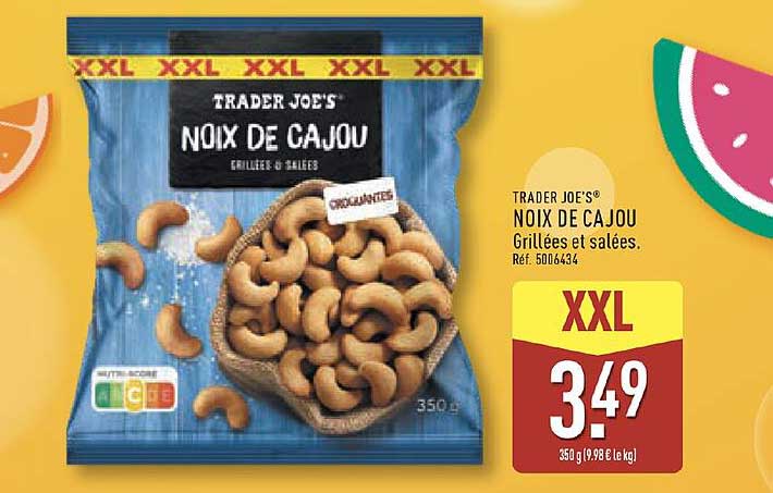 TRADER JOE'S® NOIX DE CAJOU Grillées et salées.