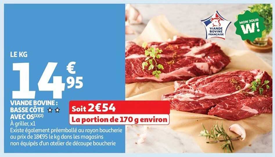 VIANDE BOVINE : BASSE CÔTE AVEC OS (1)(2)