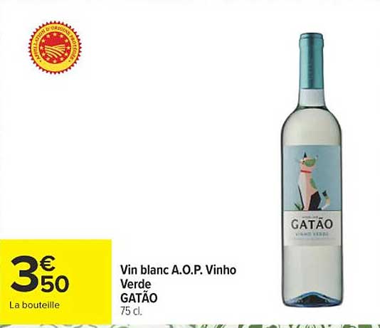 Vin blanc A.O.P. Vinho Verde GATÃO 75 cl.