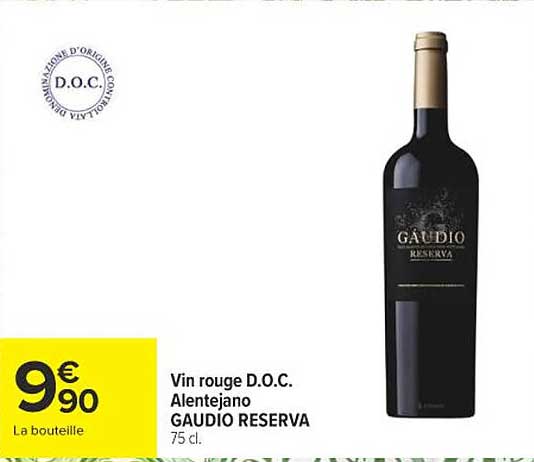Vin rouge D.O.C. Alentejano GAUDIO RESERVA 75 cl.