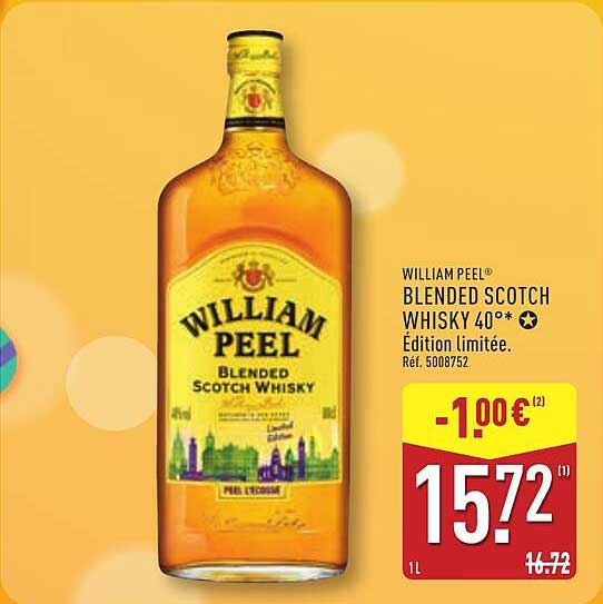 WILLIAM PEEL BLENDED SCOTCH WHISKY 40°* Édition limitée. Réf. 5008752