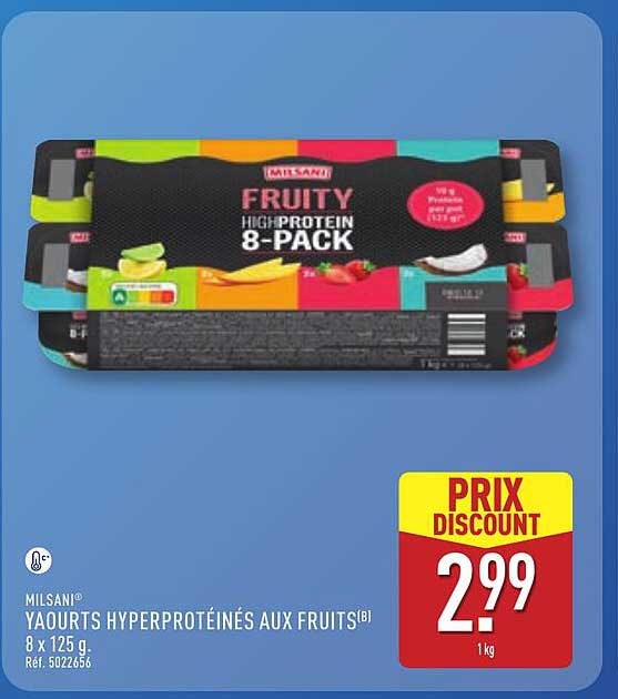 YAOURTS HYPERPROTÉINÉS AUX FRUITS(B) 8 x 125 g.