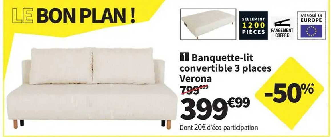 1 Banquette-lit convertible 3 places Verona