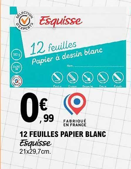 12 FEUILLES PAPIER BLANC Esquisse