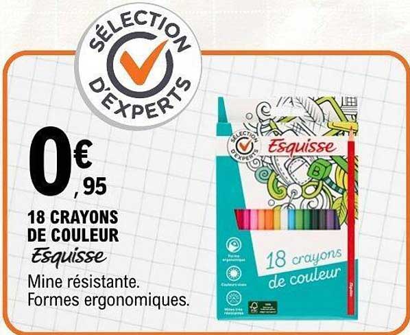 18 CRAYONS DE COULEUR Esquisse