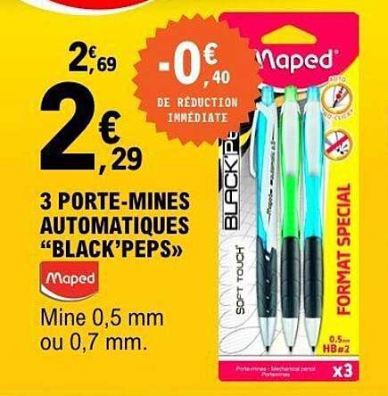 3 PORTE-MINES AUTOMATIQUES "BLACK'PEPS"