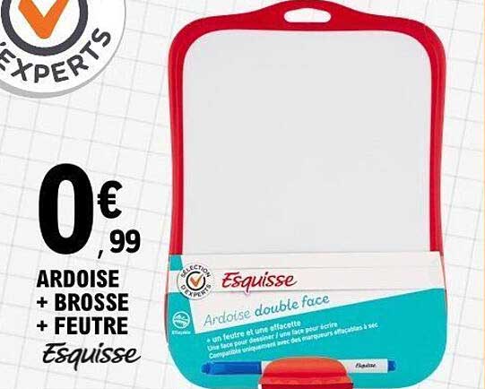 Ardoise double face + brosse + feutre Esquisse