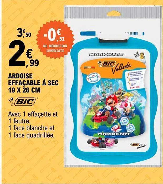 ARDOISE EFFAÇABLE À SEC 19 X 26 CM