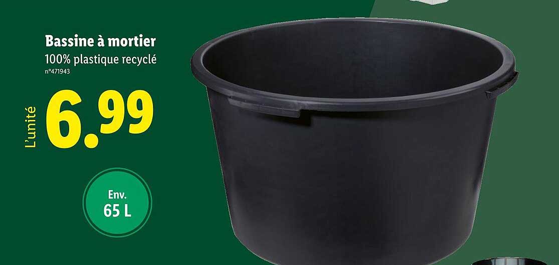 Bassine à mortier 100% plastique recyclé