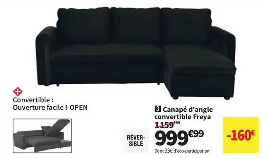 Canapé d'angle convertible Freya