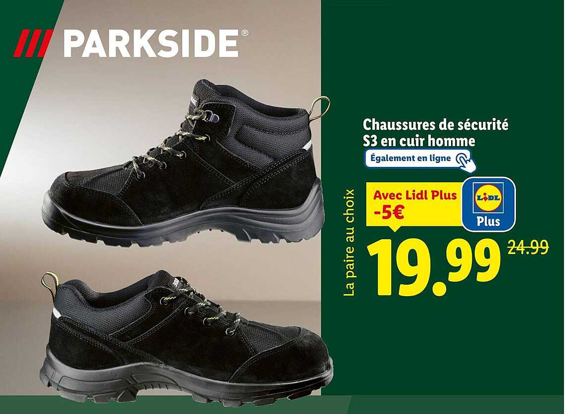 Chaussures de sécurité S3 en cuir homme
