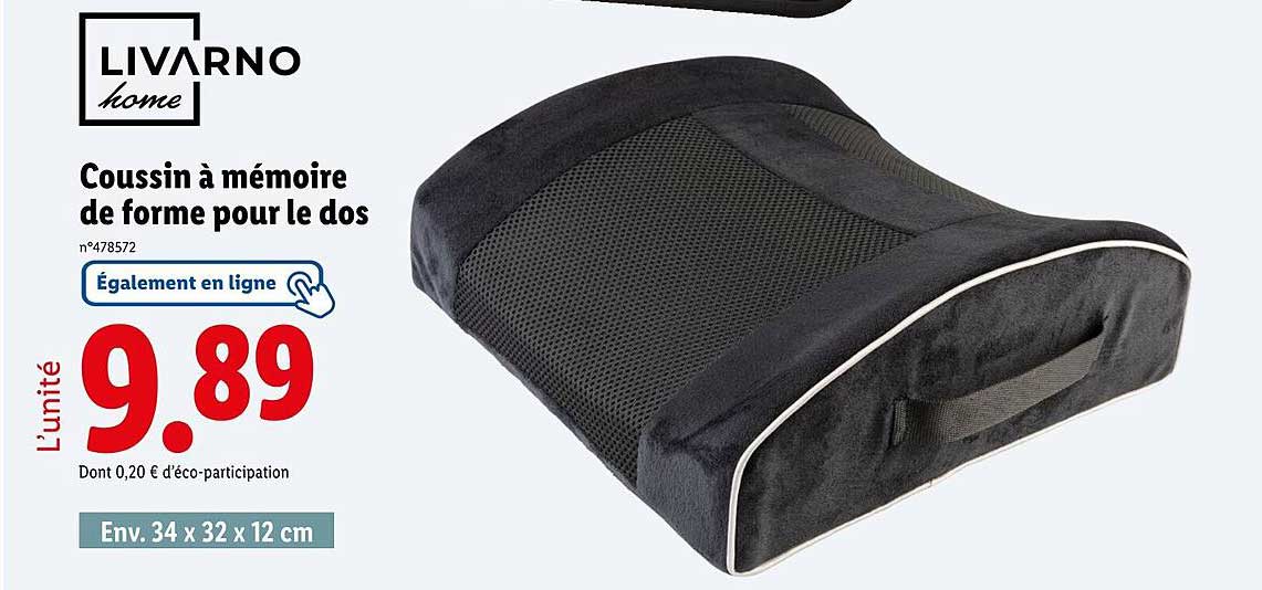 Coussin à mémoire de forme pour le dos