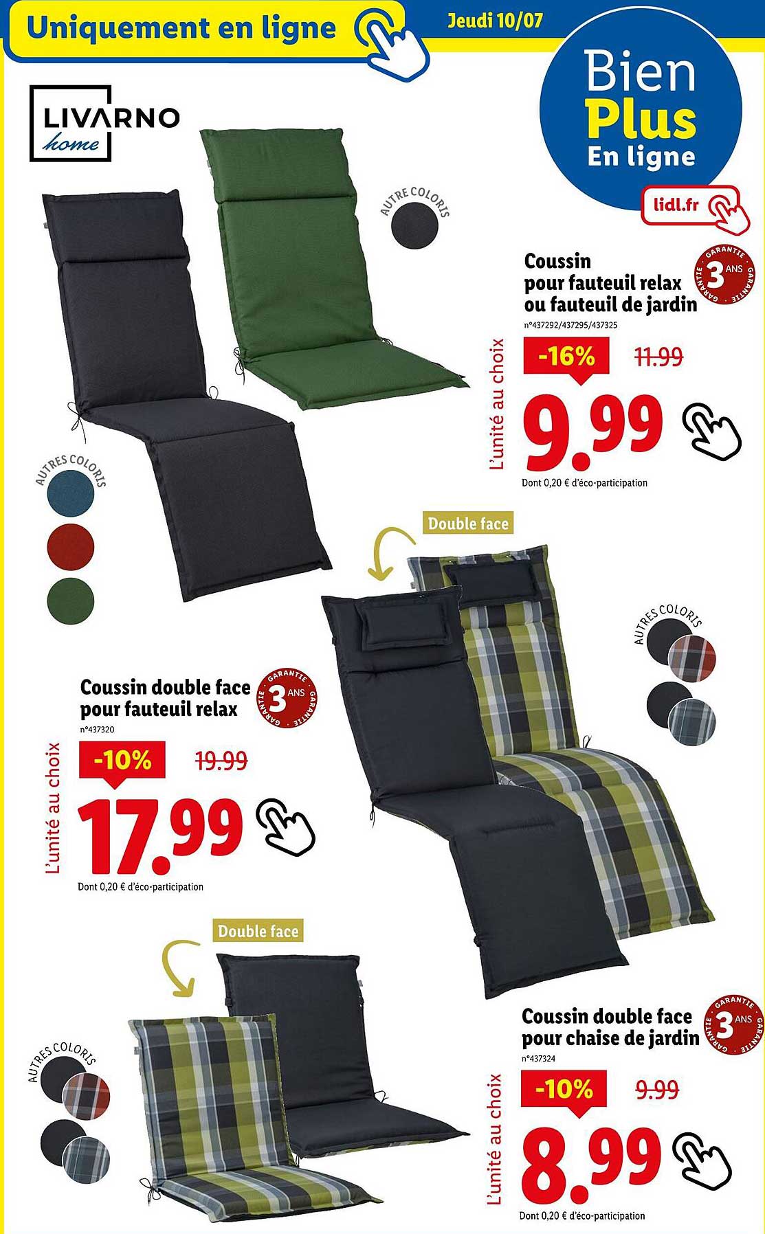 Coussin pour fauteuil relax ou fauteuil de jardin