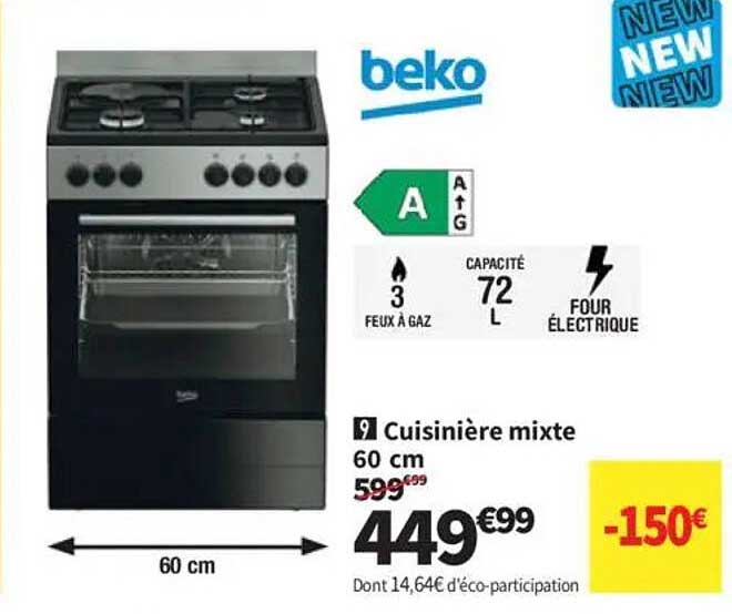 Cuisinière mixte 60 cm