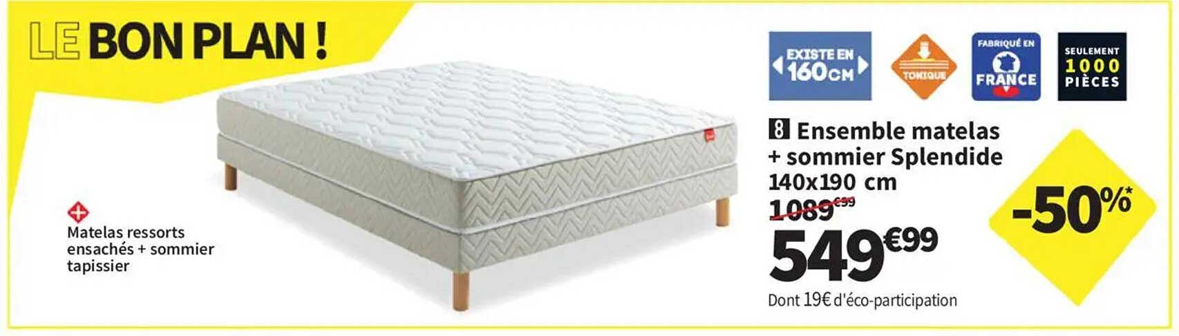 Ensemble matelas + sommier Splendide 140x190 cm