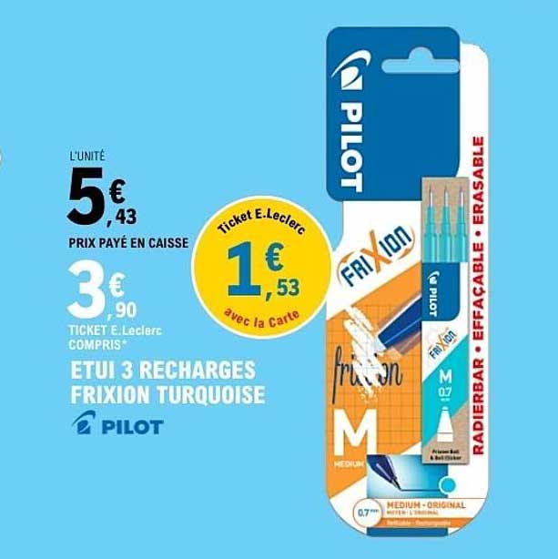 ETUI 3 RECHARGES FRIXION TURQUOISE