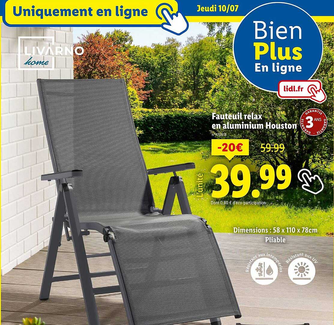 Fauteuil relax en aluminium Houston