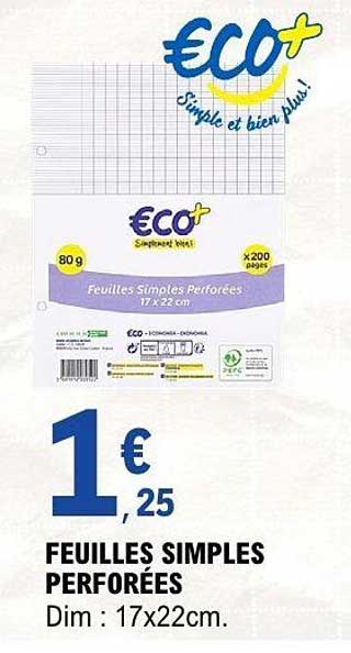 FEUILLES SIMPLES PERFORÉES