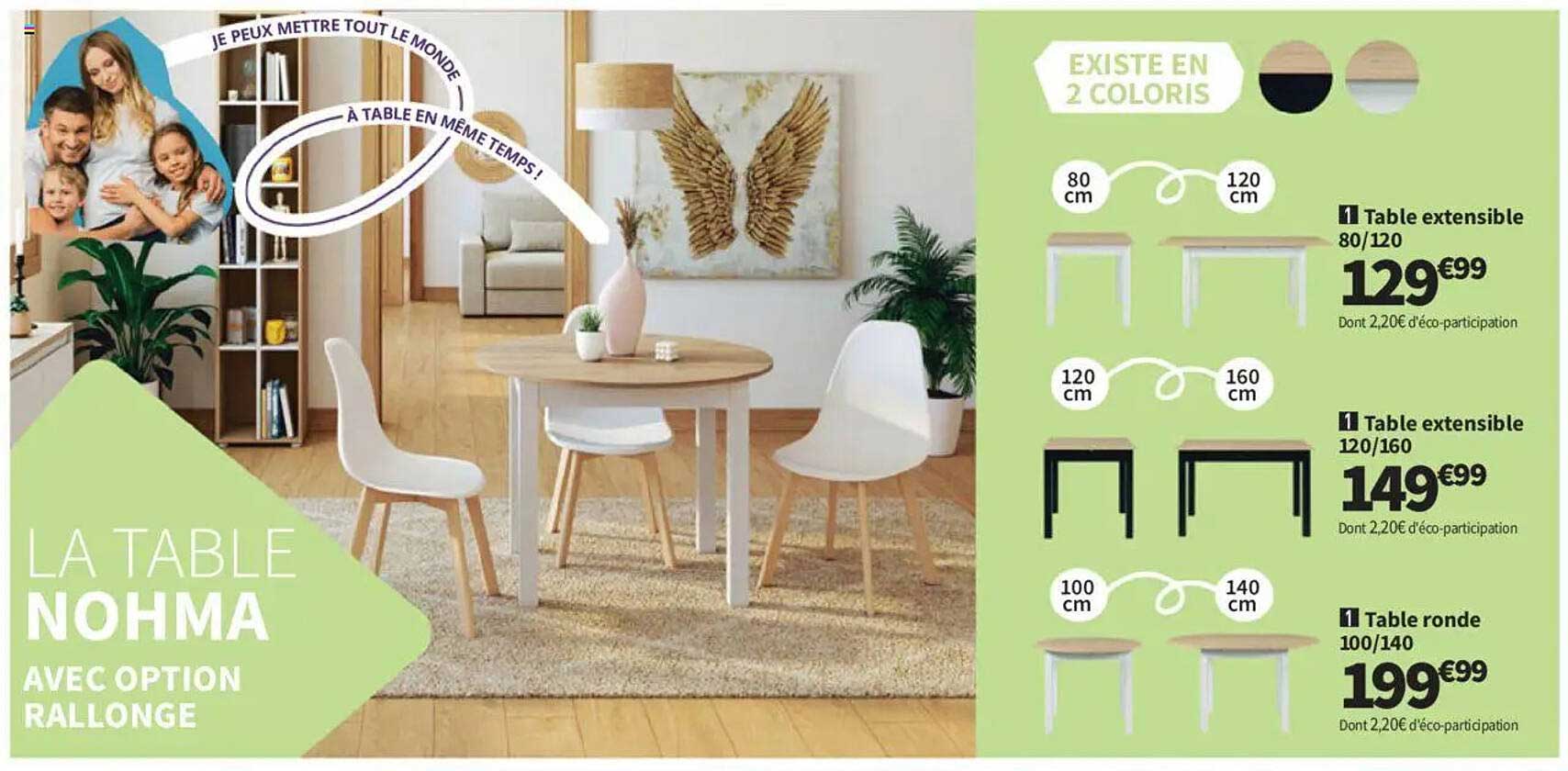 LA TABLE NOHMA AVEC OPTION RALLONGE