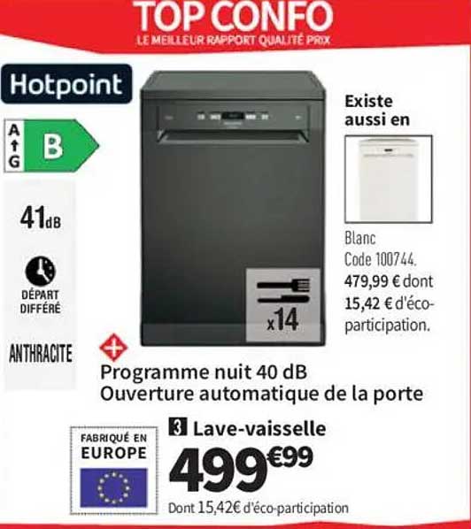 Lave-vaisselle Hotpoint A++ B 499,99€