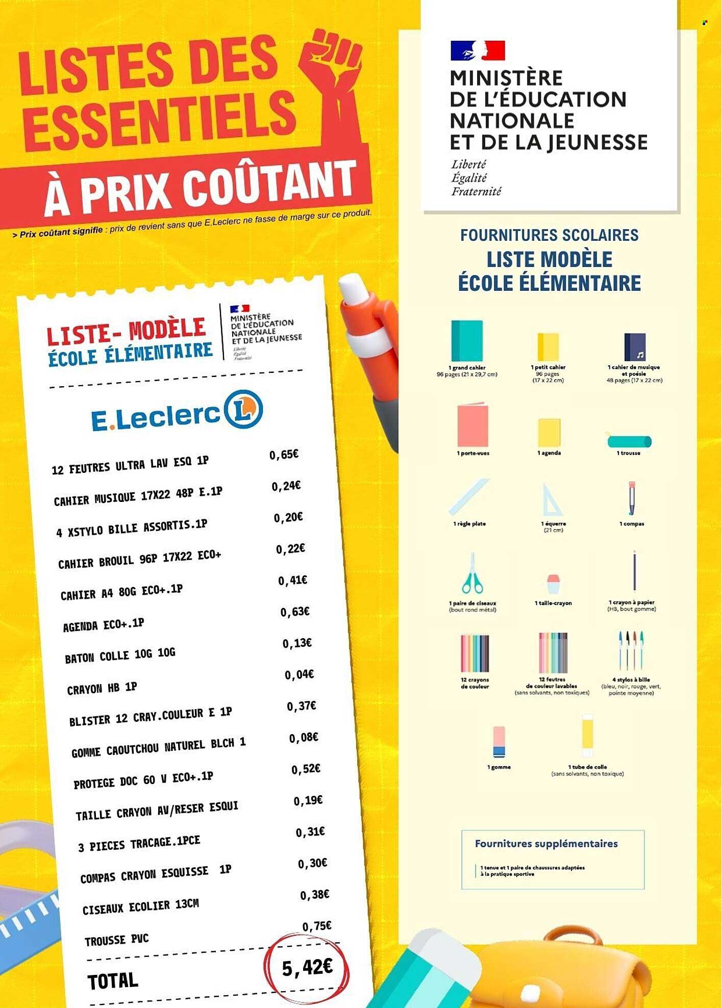 LISTES DES ESSENTIELS À PRIX COÛTANT
