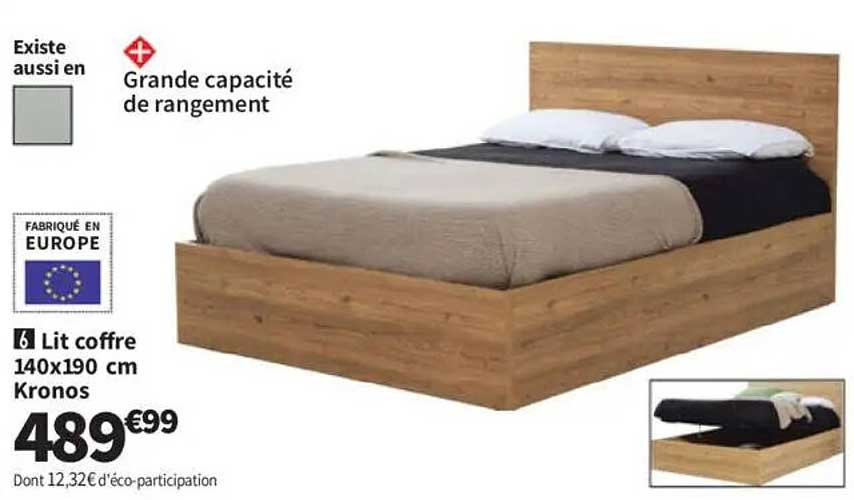Lit coffre 140x190 cm Kronos