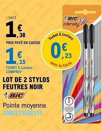 LOT DE 2 STYLOS FEUTRES NOIR
