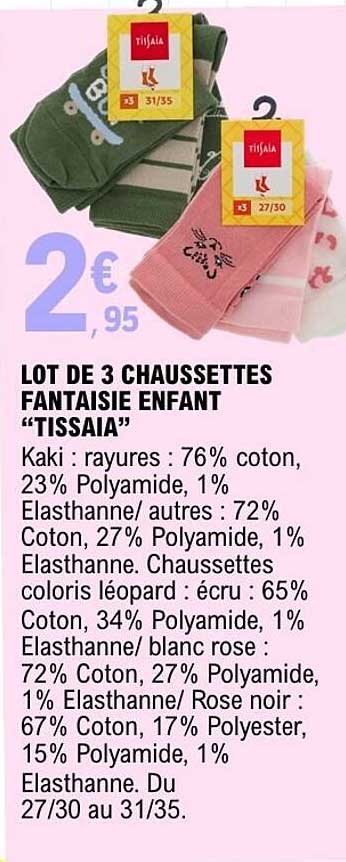 LOT DE 3 CHAUSSETTES FANTAISIE ENFANT "TISSAIA"