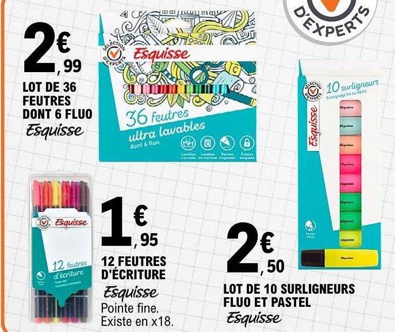 LOT DE 36 FEUTRES DONT 6 FLUO