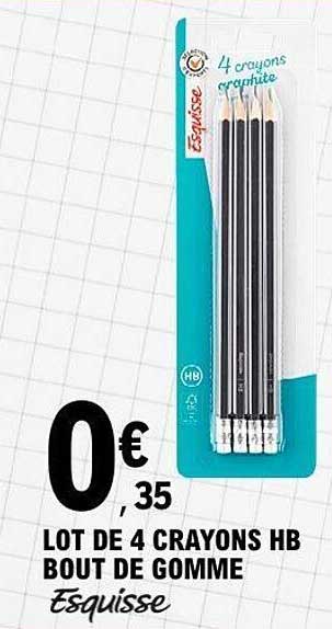 LOT DE 4 CRAYONS HB BOUT DE GOMME