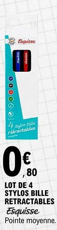 LOT DE 4 STYLOS BILLE RETRACTABLES