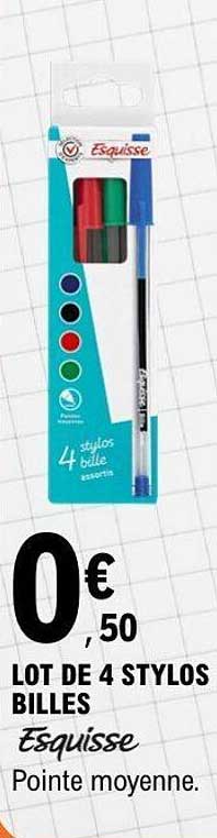 LOT DE 4 STYLOS BILLES Esquisse