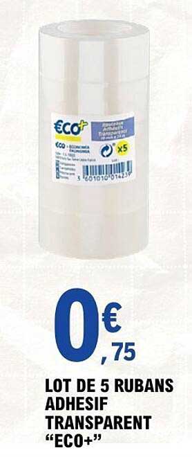 LOT DE 5 RUBANS ADHÉSIF TRANSPARENT “ECO+”