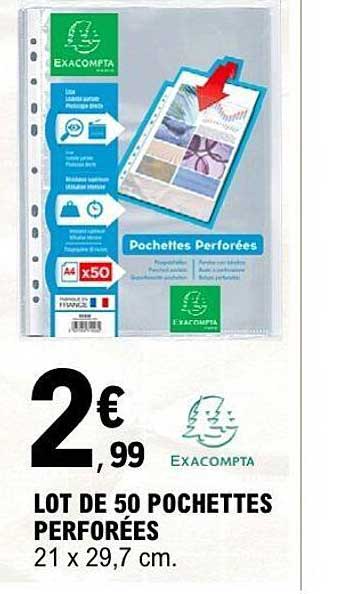 LOT DE 50 POCHETTES PERFORÉES