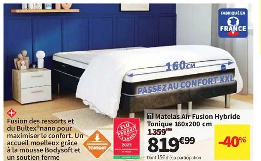 Matelas Air Fusion Hybride Tonique 160x200 cm