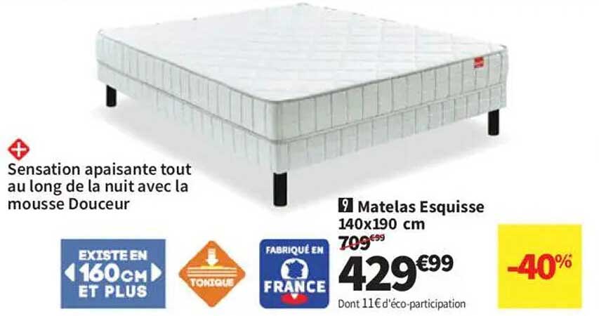 Matelas Esquisse 140x190 cm -40%