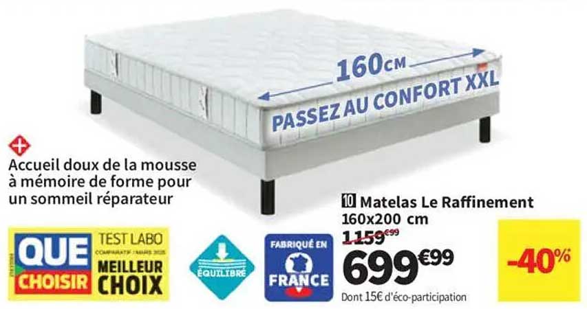 Matelas Le Raffinement 160x200 cm
